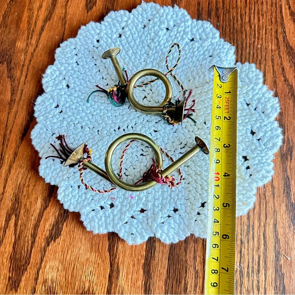 Set of 2 Decorative Brass Horn Ornaments